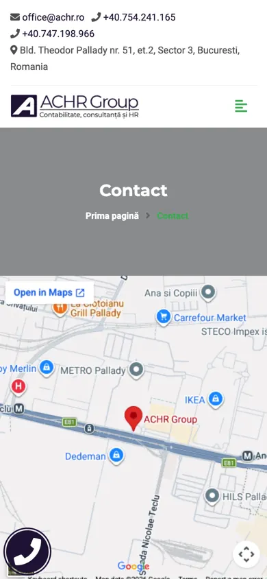 The old ACHR contact page on a phone