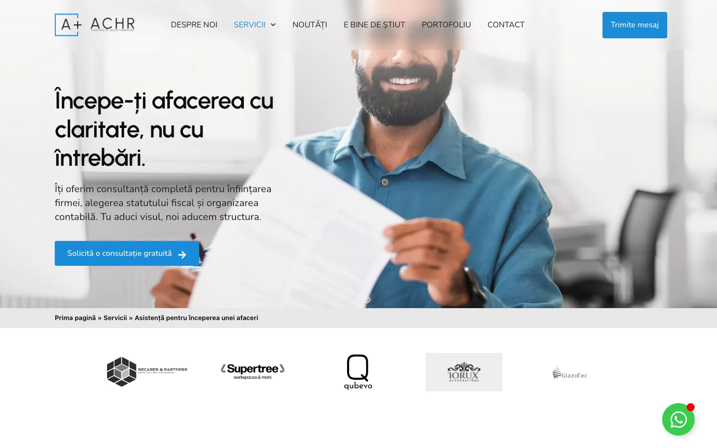 The new ACHR business start-up page, with the headline “Start your business with clarity instead of questions.”