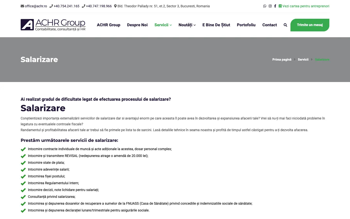 The old ACHR payroll page, with the headline “Payroll”